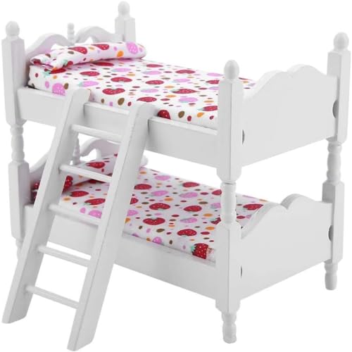 Mini -Etagenbett, 1: 12 -Skala Holzpuppenhausmöbel Miniatur -Loft -Bett für Puppenhaus, Miniaturzubehör für Kinder Schlafzimmer Set Play Toy von Dbvnnsy