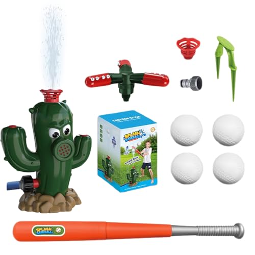 Wasser Sprinkler Baseball Wasserspielzeug, 2 in 1 Cactus Baseball Wasser Sprinkler Kinder Outdoor -Spielzeug mit 4 Baseball, Baseball -Sprinklerspielzeug mit 360 ° -Raug -Spray -Kopf für den Som von Dbvnnsy
