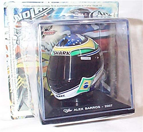 De Agostini Grün/Weiß/Blau und Schwarz Alex Barros 2007 Helm, Maßstab 1:5, Druckguss-Modell von DeAgostini