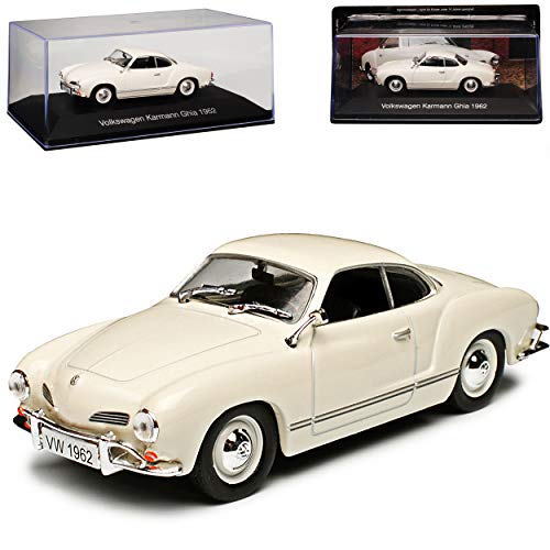 DeAgostini Volkwagen Karmann GHIA Coupe Beige Weiss 1955-1974 Nr 04 1/43 Modell Auto mit individiuellem Wunschkennzeichen von DeAgostini