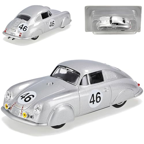 Porsche 356 Leicht Metall Coupe 1951 Silber Nr 46 1/43 De Agostini Modellauto Modell Auto von DeAgostini