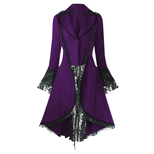 DeaAmyGline Steampunk Damen Jacke - Gothic Frack Damen Mantel Punk Gehrock Mittelalter Viktorianische Spitze Mäntel Vintage Smoking Klied für Frauen Halloween Kostüm Karneval Party Cosplay Kleidung von DeaAmyGline