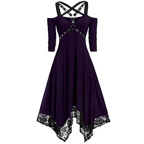 Gothic Kleid Damen Schulterfrei - Punk Kleidung Damen Kleider Halloween Kostüm Vintage Spitze Patchwork Saum Mittelalter Renaissance Viktorianische Mittelalterkleid für Frauen Karneval Cosplay Gothic Kleid Damen Schulterfrei - Punk Kleidung Damen Kleider Halloween Kostüm Vintage Spitze Patchwork Saum Mittelalter Renaissance Viktorianische Mittelalterkleid für Frauen Karneval Cosplay von DeaAmyGline