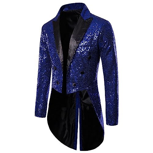 Steampunk Herren Pailletten Jacke, Gothic Frack Herren Mantel Glitzer,Punk Gehrock Herren Mittelalter Mäntel Smoking für Männer Halloween Kostüm Karneval Party Nightclub Show Cosplay Kleidung von DeaAmyGline