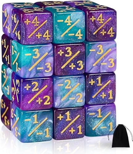 24 Stück Würfelzähler, MTG-Token-Würfel, Würfelzähler, Magic the Gathering-Würfel, MTG-Treue-Würfel, Würfel und Zubehör, kompatibel mit MTG, CCG, Kartenspielzubehör (Star Purple) von Deamos