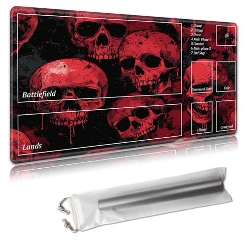 MTG Spielmatte mit Zonen, 61 x 35,6 cm, Sammelkartenspielmatte für TCG & CCG, organisiertes Layout, rutschfeste Gummiunterseite, glatte Stoffoberfläche, inklusive Aufbewahrungstasche, rote Totenköpfe MTG Spielmatte mit Zonen, 61 x 35,6 cm, Sammelkartenspielmatte für TCG & CCG, organisiertes Layout, rutschfeste Gummiunterseite, glatte Stoffoberfläche, inklusive Aufbewahrungstasche, rote Totenköpfe von Decahouy