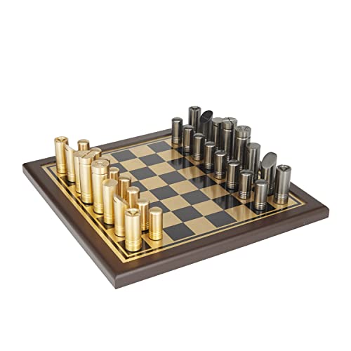 Deco 79 Aluminium-Schachspiel-Set, 35,6 x 35,6 x 10,2 cm, Gold von Deco 79