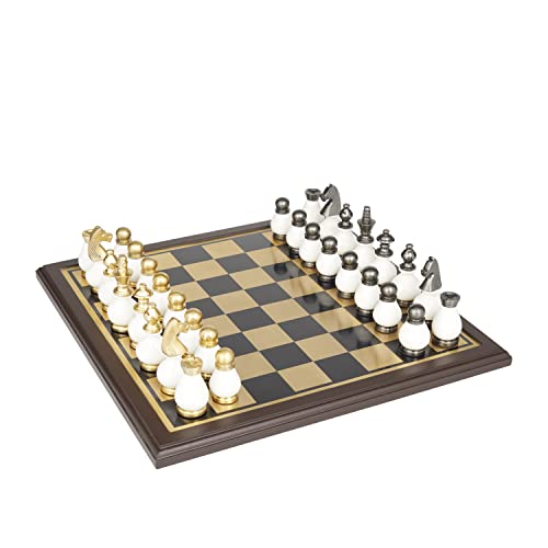 Deco 79 Aluminium-Schachspiel-Set, 40,6 x 40,6 x 10,2 cm, Gold von Deco 79