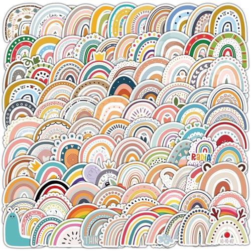 Decordwell 100PCS Regenbogen Aufkleber,6 * 5CM wasserdichter Vinyl Aufkleber Graffiti Rainbow Sticker für Wassergläser, Mobiltelefone, Computer, Helme, Skateboards, Kühlschränke von DecorDwell