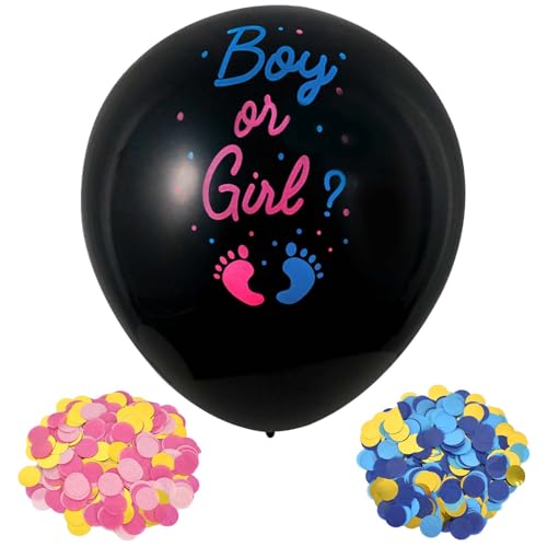 Gender Reveal Ballon 36 Zoll,Geschlecht Verkünden Ballons Boy or Girl Konfetti Füllung Rosa Blau Offenbaren Ballon Dekoration Babyshower Party von DecorDwell