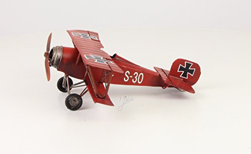 Deko Blech Flugzeug Doppeldecker Rote Baron Retro Vintage Nostalgie Breite 25 cm von Decoratie