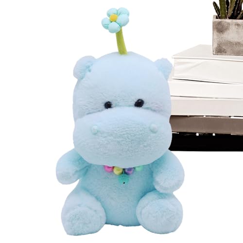 Animal Stuffed Toys - Cartoon Hippo Stuffed Toy | Soft Children Toys | Blue Hippo Plushies with Bell for Couch Bed Sofa Bedroom von Decorhome