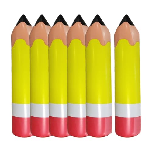 Decorhome Aufblasbarer Bleistift, aufblasbarer Bleistift | 6 große aufblasbare Bleistifte zum Aufblasen von Schulanfangsdekorationen | Großer aufblasbarer Bleistift für Kinderpartys, riesige von Decorhome