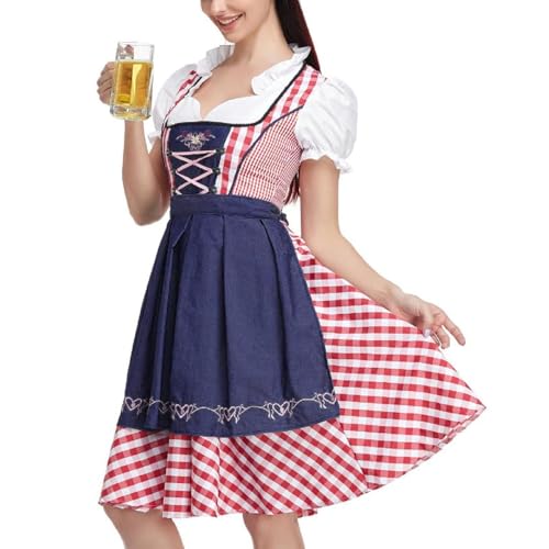 Decorhome Deutsches Kleid | Karierte traditionelle deutsche Damenkleider für das Oktoberfest - Drindl-Kostüm, Bier-Karnevals-Outfits für die Bierfest-Party von Decorhome