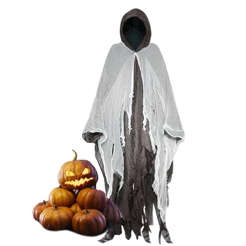 Decorhome Hakenumhang für Halloween, Halloween-Umhang für Erwachsene - Gruseliger Umhang mit Kapuze für Erwachsene - Scream-Kostüm aus Leinenstoff für Thementänze, Halloween-Partys und Rollenspiele von Decorhome