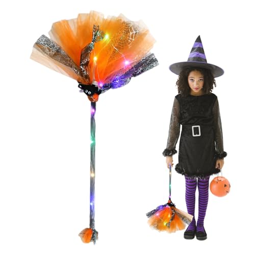 Decorhome Im Dunkeln leuchtender Hexenbesen – Halloween-Hexenbesen, Maskerade-Show, Anzieh-Wunderbesen, Hexenbesen für Kinder, Kostüm-Dekorations-Requisiten für Festival, Halloween, Cosplay- von Decorhome