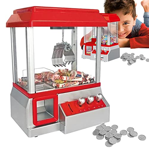 Decorhome Klauenmaschine für Kinder - Retro Claw Machine Arcade-Spiel - Elektronischer Mini-Süßigkeiten- und Spielzeug-Grabber-Spender mit Sound und 24 Spielmünzen für Kinder und Partys von Decorhome