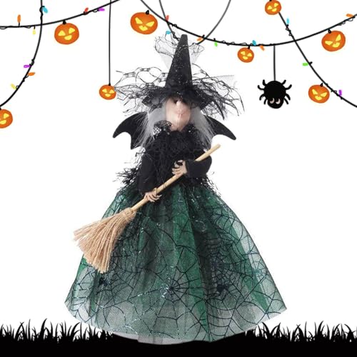 Decorhome Kleine Hexenpuppe,Halloween Hexenpuppe - Hexenpuppe Baumspitze | Desktop-dekorative Halloween-Baumspitze-Statue für Esstisch, Spukhaus von Decorhome