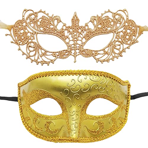 Decorhome Maskerade-Gesichtsbedeckung, Maskenball - 2-teiliges Abschlussball-Gesichtsschutz-Set für Damen mit Spitzenmaske,Maskenball-Dekoration, Gesichtsbedeckungen für Partys von Decorhome