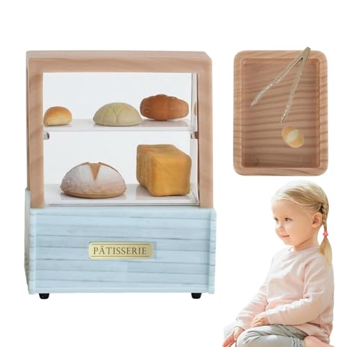 Decorhome Miniatur-Gebäckkoffer Puppenhaus,Bäckereigeschäft Puppenhauszubehör | Miniatur-Bäckereikoffer, Kuchenständer, Vitrine im Maßstab 1:12 - Kuchenständer-Vitrine, Mini-Bäckereikoffer für Kinder von Decorhome