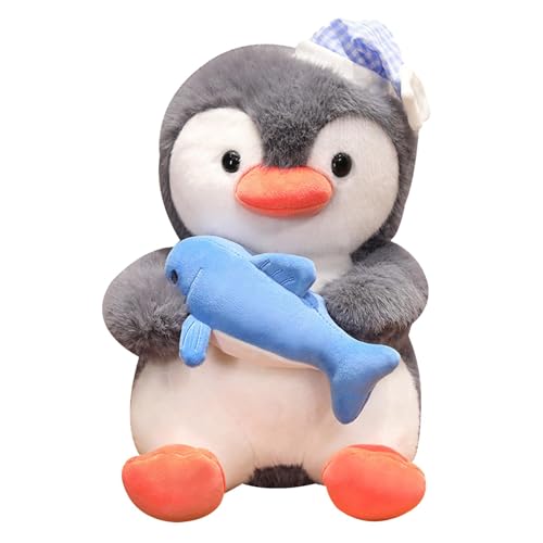 Decorhome Pinguin-Plüschtier – Weicher Pinguin-Plüschtier mit Fisch | Kreatives Pinguin-Plüschtier, weich gefüllte Pinguin-Plüschtier-Spielzeugpuppe für Kinder von Decorhome