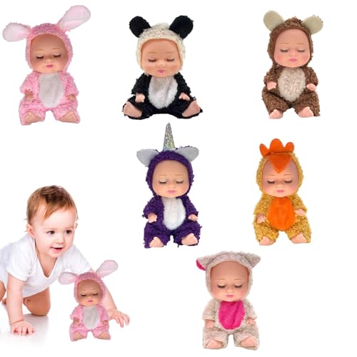 Decorhome Reborn Dolls - Wiedergeborenes Schlafendes Kleinkind | 6 Stück Kleine Schlafende Reborn-Puppen Mit Drehbaren Gliedmaßen | Realistische Sammelfiguren Für Mädchen | Bewegliche Gelenke, Perfekt von Decorhome