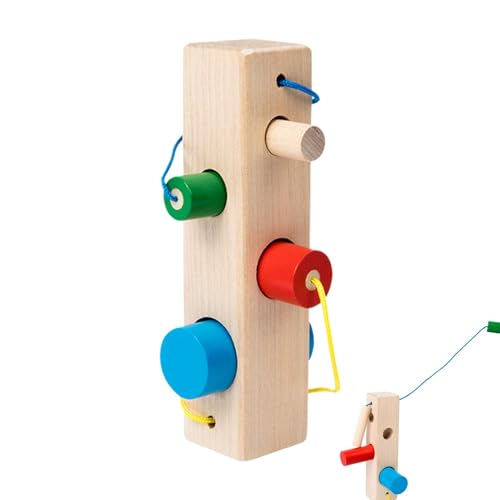 Decorhome Schnürspielzeug für Kinder, Schnürpuzzlespielzeug - Holzzylinder-Match-Puzzle,Lernzylinder-Reisespielzeug, interaktives Lernspielzeug für die frühe Entwicklung von Decorhome