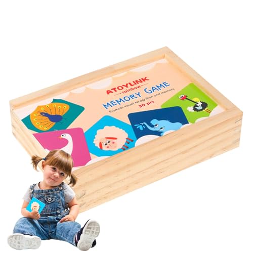 Decorhome Tier-Matching-Karten,Karten-Matching-Spiele | Interaktive Matching-Spiele aus Holz,Lernspielzeug für Vorschulkinder, Lernspiele für Kinder von Decorhome