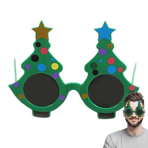 Weihnachtliche Neuheitsbrillen – Weihnachtsparty-Brillenrahmen-Set, grüne Weihnachtsbaum-Sonnenbrille, LED-Partybrille, Weihnachtssonnenbrille, Kostüm-Anziehbrillen-Partygeschenke, Ostume-Accessoires von Decorhome