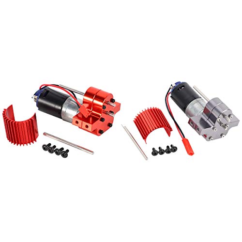 Decqerbe 2 Set 370 gebürsteter Motor + Legierung Kühlkörper Set mit Stahlgetriebe rot und grau von Decqerbe