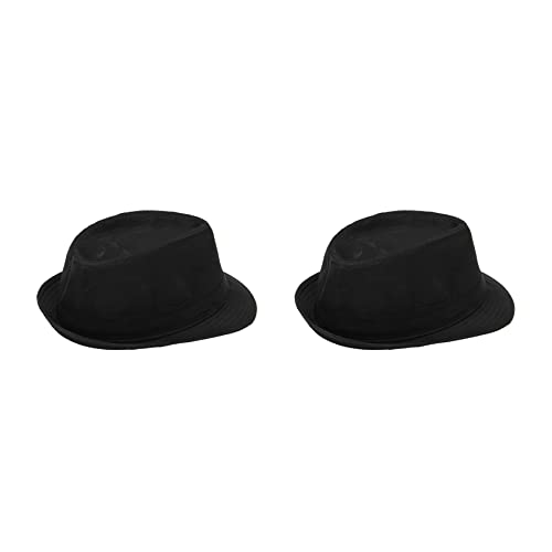 Decqerbe 2 x schwarze Fedora-Hut-Outfit-Accessoire für Gangster-Kostüme von Decqerbe