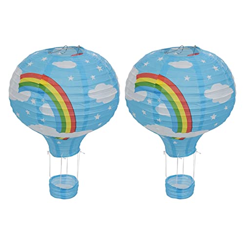 Decqerbe 2X 12 Heiß Luft Ballon Papier Laterne Lampenschirm Decken Leuchte Hochzeit Party Dekor, Blau Regenbogen von Decqerbe