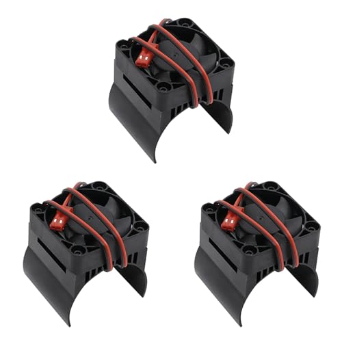 Decqerbe 3X 42Mm Motor KüHlung LüFter KüHlköRper KüHlung für 1/10 E- E- Summit Arrma 1/8 Kraton Talion RC Auto,Schwarz von Decqerbe