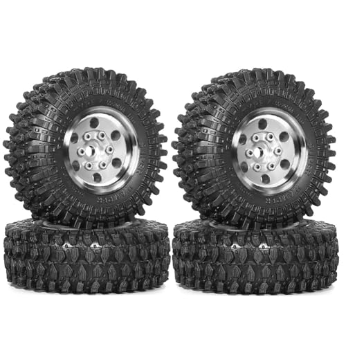 Decqerbe 4 Stück 55 mm 1,0 Metall-Beadlock-Radreifen für 1/18 1/24 RC Crawler Car TRX4M SCX24 Upgrade-Teile Zubehör Silber von Decqerbe