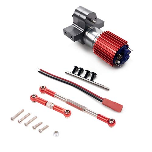 Decqerbe RC Lenkstange für 1608T Rot & 370 gebürsteter Motor + Legierung Kühlkörper Set mit Stahlgetriebe für C14 von Decqerbe