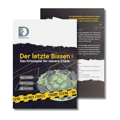 Deductus Krimispiel - Der letzte Bissen (Fall 1) - Detektivspiel, Rätselspiel, Tatort, Gesellschaftsspiel für Zuhause von ZYZYZK