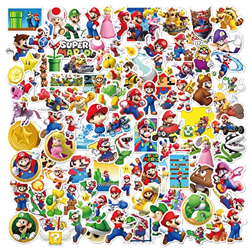 Deen Super Mario Aufkleber Pack 100 Stück, wasserdichte Vinyl Aufkleber Anime Stickers Trendiges Scrapbook Abziehbilder für Teenager Mädchen Laptop Tasche Skateboard Fahrrad Wasserflaschen Telefon von Deen