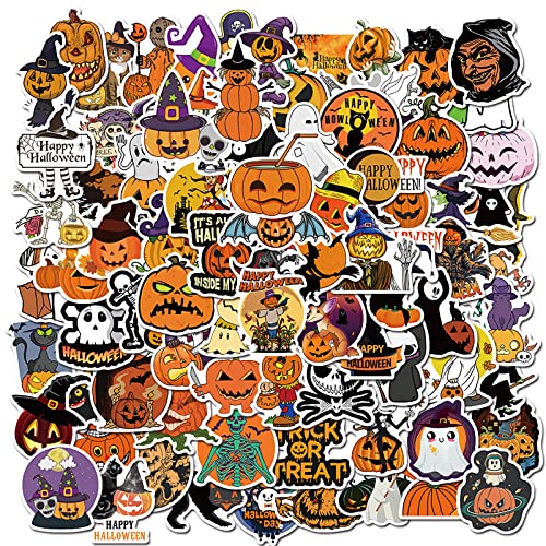 Halloween Kürbis Aufkleber Set 100 Stück,Wasserdicht Vinyl Halloween Kürbis Sticker Deko,Halloween Graffiti Aufkleber für DIY Laptop Gepäck Skateboard Auto Motorrad Fahrrad Scrapbook Party Dekor von Deen