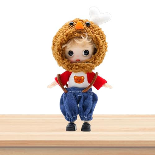 Anime-Puppen für Mädchen, Puppe mit Kugelgelenk,Gelenkige, fantasievolle Rollenspielpuppe mit Kleidungsoutfit und Brathähnchen-Kopfbedeckung - Fantasievolle Spielfiguren mit 3D-Augen-Sammlerstücken von Deewar