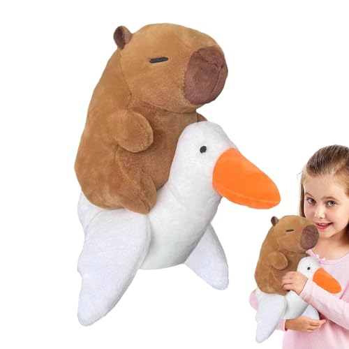 Capybara Plüsch, Capybara Stofftier | 35 cm süßes Tier-Plüschtier-Schwanenkissen | Umarmende weiche Cartoon-Kissenpuppe, Autodekoration, Partygeschenk für Wohnzimmer, Schlafzimmer, Erwachsene, Teenage von Deewar