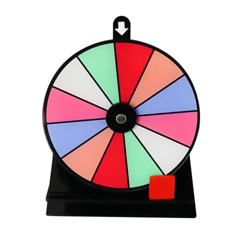 Deewar Spin Wheel – Rutschfester Glücksrad-Spielkreisel mit Ständer | Tisch-Preisrad, trocken abwischbar, 12 Slots, Rouletterad für Messen, Karnevalskurse von Deewar