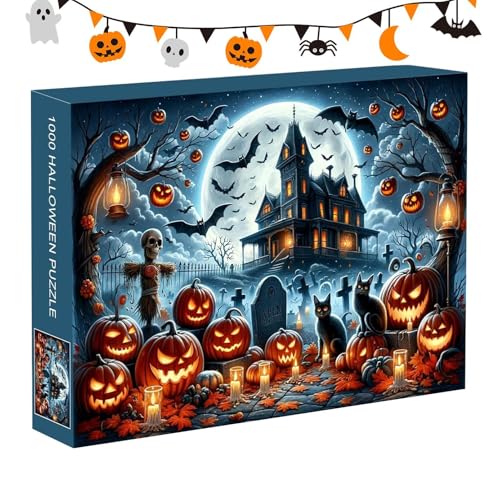 Halloween-Puzzles – Erwachsenen-Halloween-Reise-Puzzle-Spiele, 1000 Teile, Albtraum-Reisespiele, 1000 Teile, Erwachsenen-Puzzle, Gehirn-Teaser-Puzzle, 71,1 x 50,8 cm, Horror-Puzzle, kreativ von Deewar