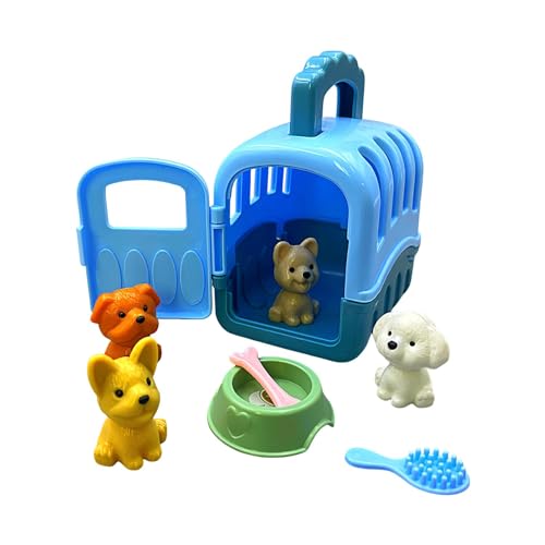 Haustierpflege-Spielset, 8-teiliges Rollenspiel-Hundepflegespielzeug, Rollenspielset mit Haustierkoffer, leichtes Hundepflege-Spielset, tragbares Haustier-Lernspielspielzeug für Jungen und Mädchen ab von Deewar