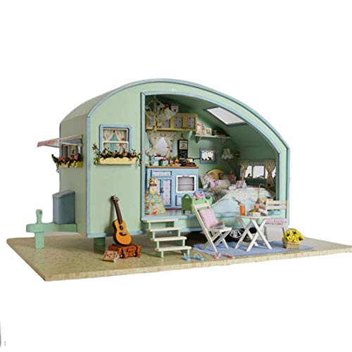 House Kit - Kleines Haus Modellbausatz, Puppenhaus aus Holz mit Licht und Musik, 3D Miniatur Puppenhäuser Kit, Winziges Haus Bauset, Holzmodell Puppenhäuser, Basteln Puppenhäuser Kit für Kinder Gif von Deewar