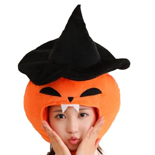 Kürbishut für Erwachsene, Halloween-Kürbis-Hut, lustiger Kürbis-Zauberer-Hut, Halloween-Beanie-Mütze, dekorativer Halloween-Zauberer-Hut, Cosplay-Hut für Partys, Aufführungen, Events von Deewar