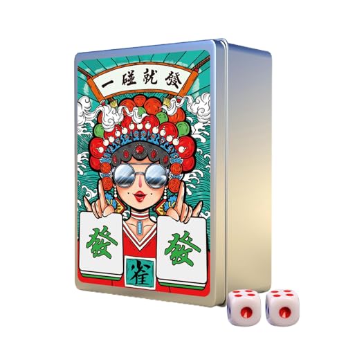 Mahjong-Karten-Set, 144-teiliges Mahjong-Poker-Spielkarten, leichtes klassisches chinesisches Tischspiel, großgedruckte Mahjong-Spielkarten, chinesisches Mah-Jongg für Pokerspiel, Festival, Picknick, von Deewar