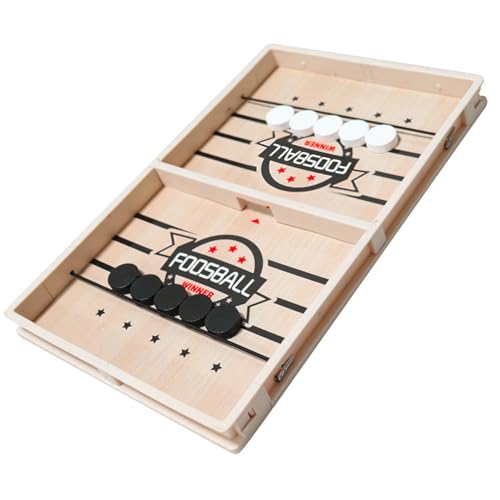 Sling Hockey Brettspiel - Holz Sling Puck | Schwarze Stücke Hüpfendes Schach | pädagogisches Hockey-Brettspielspielzeug | Kreatives Sling-Brettspielspielzeug für Kinder und Erwachsene von Deewar