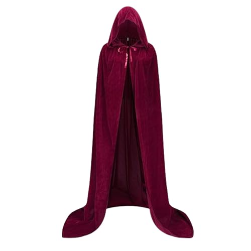 Vampir-Kostüm für Erwachsene, Kapuzenmantel, Umhang, Leichter Samt-Halloween-Mantel, Halloween-Cosplay-Kostüme, Ritter-Fancy-Cool-Kostüm, Unisex für Damen und Herren von Deewar