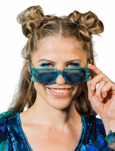 Brille Rechteck neonblau von Deiters