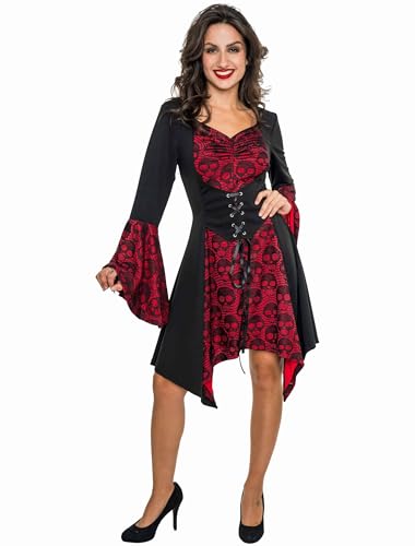 Deiters Kleid Totenkopf mit Korsett Damen schwarz/rot S/M von Deiters